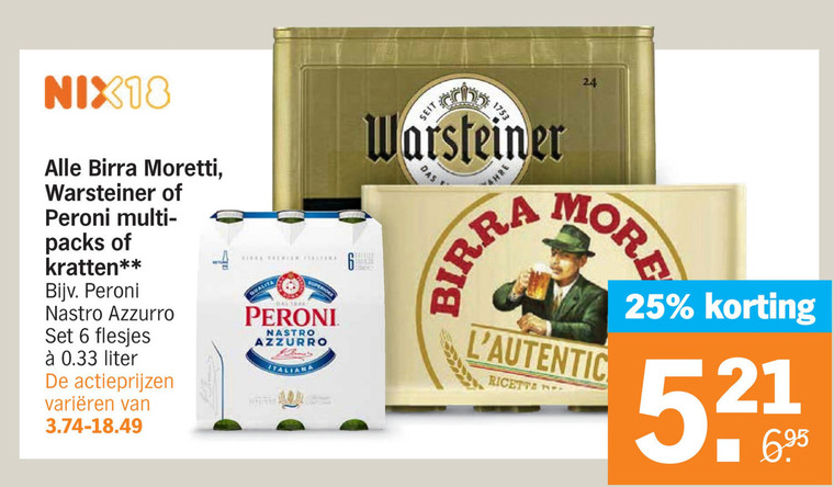 Birra Moretti   blikje bier, krat bier folder aanbieding bij  Albert Heijn - details