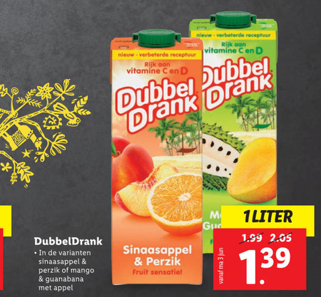 Dubbeldrank   fruitdrank folder aanbieding bij  Lidl - details