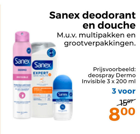 Sanex   deodorant, douchegel folder aanbieding bij  Trekpleister - details