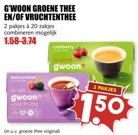 Gwoon   thee folder aanbieding bij  MCD Supermarkt Basis - details