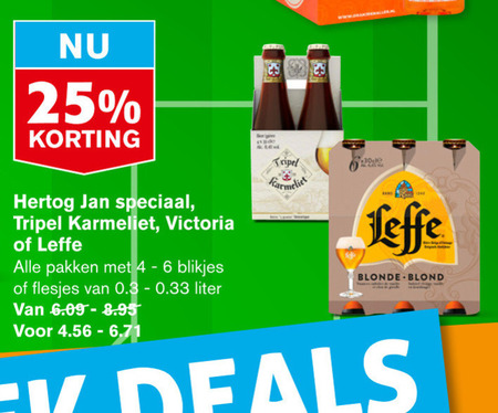 Leffe   speciaalbier, blikje bier folder aanbieding bij  Hoogvliet - details