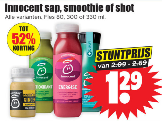 Innocent   fruitsmoothie folder aanbieding bij  Dirk - details