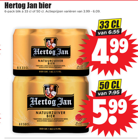 Hertog Jan   blikje bier folder aanbieding bij  Dirk - details