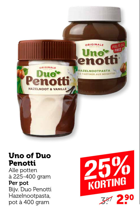 Duo Penotti   hazelnootpasta folder aanbieding bij  Coop - details