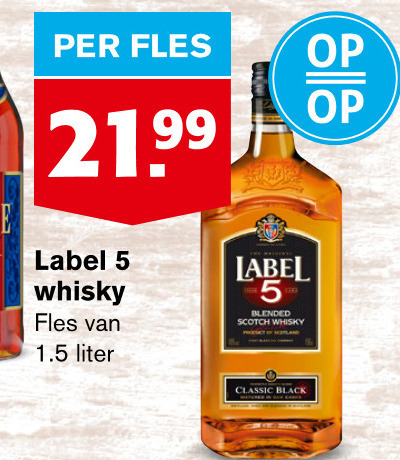 Label 5   whisky folder aanbieding bij  Hoogvliet - details