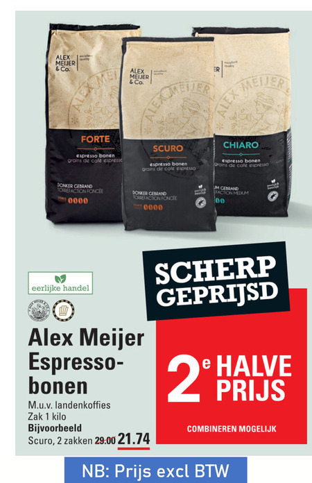 Alex Meijer   koffiebonen folder aanbieding bij  Sligro - details