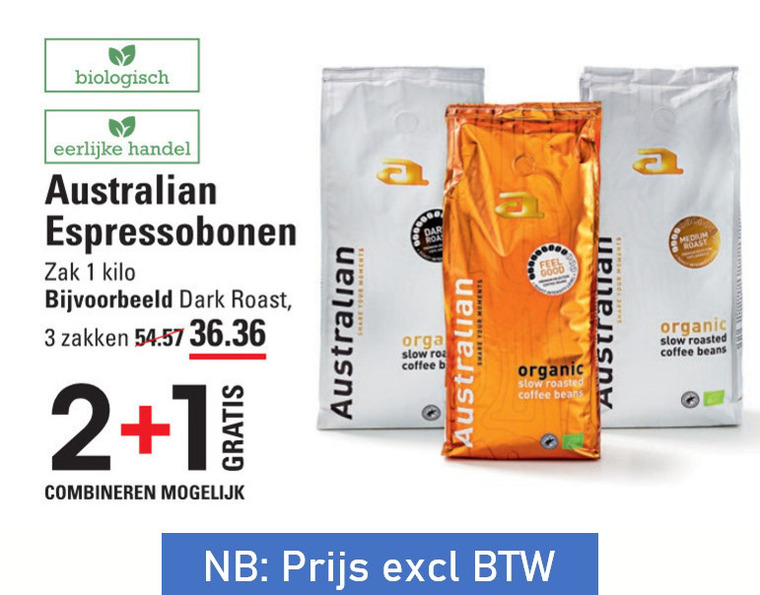 Australian   koffiebonen folder aanbieding bij  Sligro - details