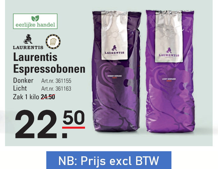 Laurentis   koffiebonen folder aanbieding bij  Sligro - details