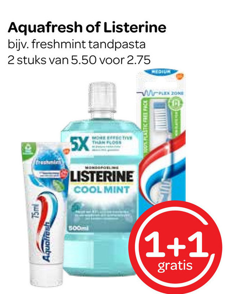 Listerine   mondwater, tandpasta folder aanbieding bij  Spar - details