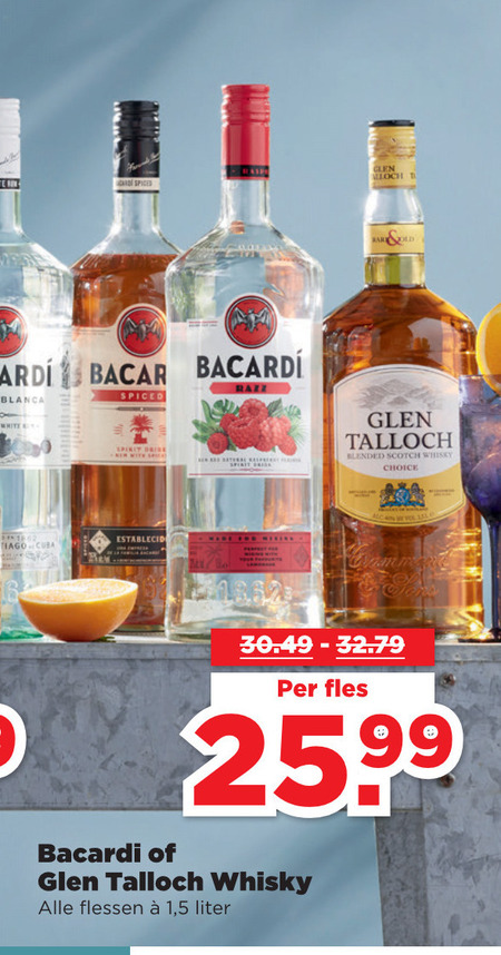 Bacardi   rum, whisky folder aanbieding bij  Plus - details