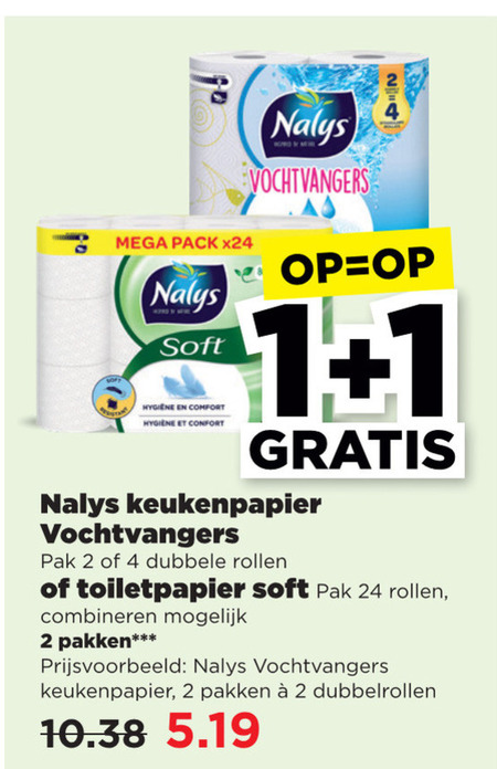 Nalys   toiletpapier, keukenpapier folder aanbieding bij  Plus - details