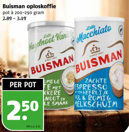 Buisman   oploskoffie folder aanbieding bij  Poiesz - details