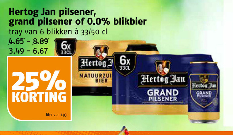 Hertog Jan   alcoholvrij bier, blikje bier folder aanbieding bij  Poiesz - details