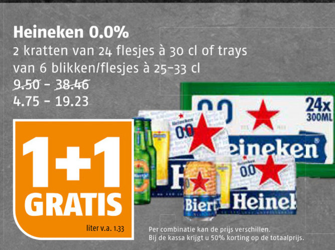 Heineken 0.0   krat bier, blikje bier folder aanbieding bij  Poiesz - details