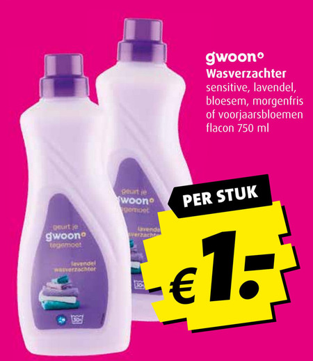 Gwoon   wasverzachter folder aanbieding bij  Boni - details