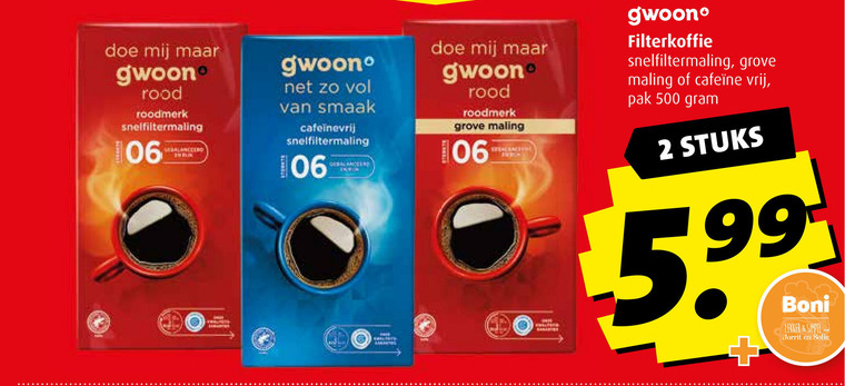 Gwoon   koffie folder aanbieding bij  Boni - details