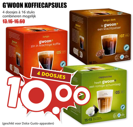 Gwoon   dolce gusto capsules folder aanbieding bij  MCD Supermarkt Basis - details