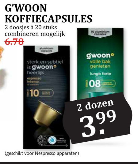 Gwoon   koffiecups folder aanbieding bij  MCD Supermarkt Basis - details