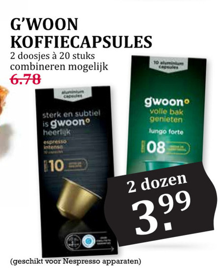 Gwoon   koffiecups folder aanbieding bij  Boons Markt - details