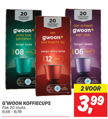 Gwoon   koffiecups folder aanbieding bij  Dekamarkt - details