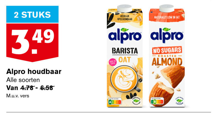 Alpro   soja melk folder aanbieding bij  Hoogvliet - details