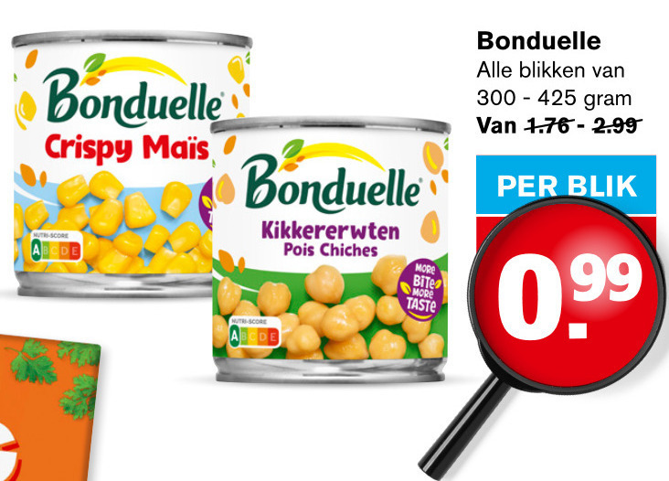 Bonduelle   groenteconserven folder aanbieding bij  Hoogvliet - details