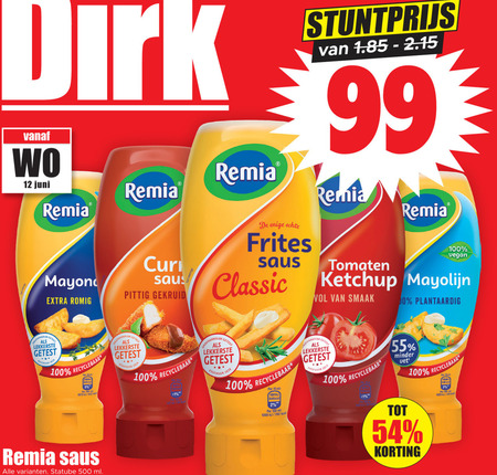 Remia   snacksaus, tomatenketchup folder aanbieding bij  Dirk - details