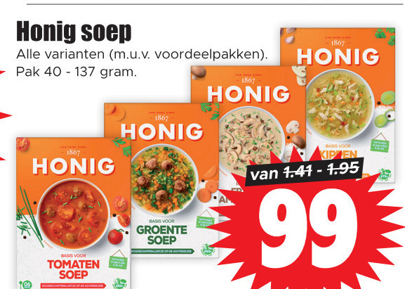 Honig   soep folder aanbieding bij  Dirk - details