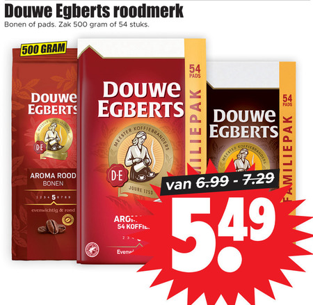 Douwe Egberts   koffiepad, koffiebonen folder aanbieding bij  Dirk - details