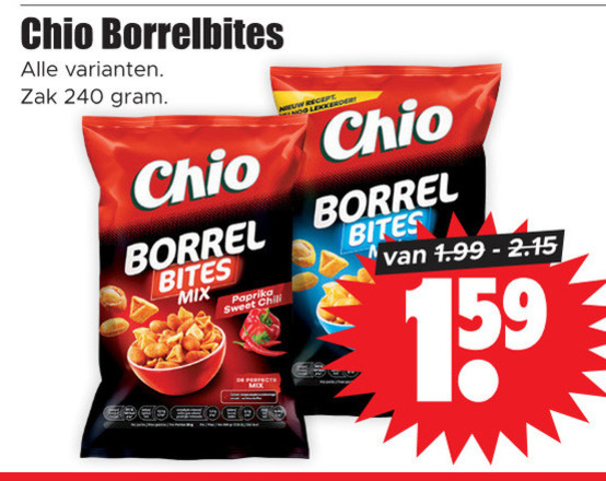 Chio   borrelnootjes folder aanbieding bij  Dirk - details