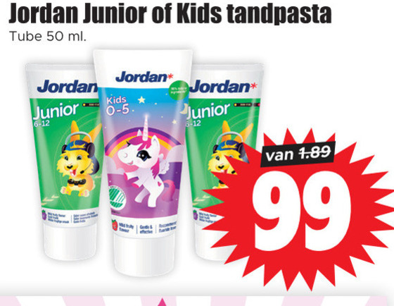 Jordan   tandpasta folder aanbieding bij  Dirk - details