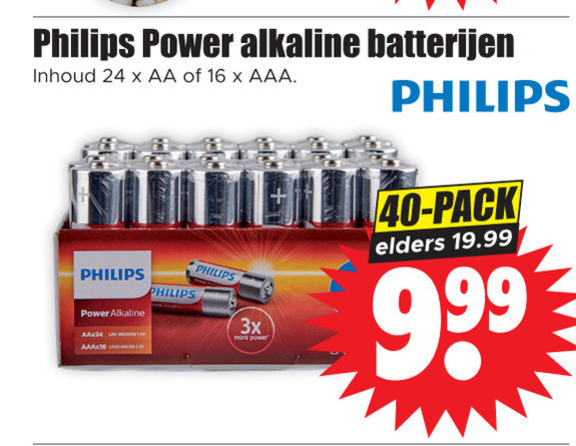 Philips   batterij folder aanbieding bij  Dirk - details