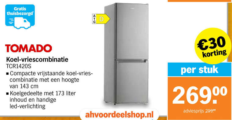 Tomado   koelvriescombinatie folder aanbieding bij  Albert Heijn - details