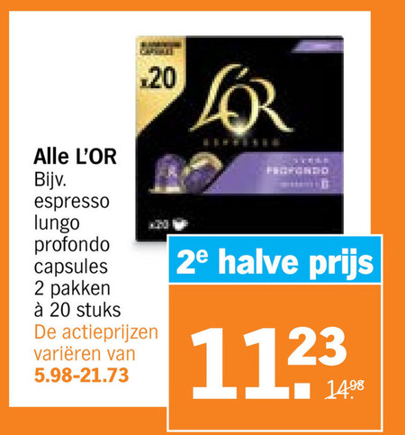 Douwe Egberts L Or   koffiecups, koffiebonen folder aanbieding bij  Albert Heijn - details