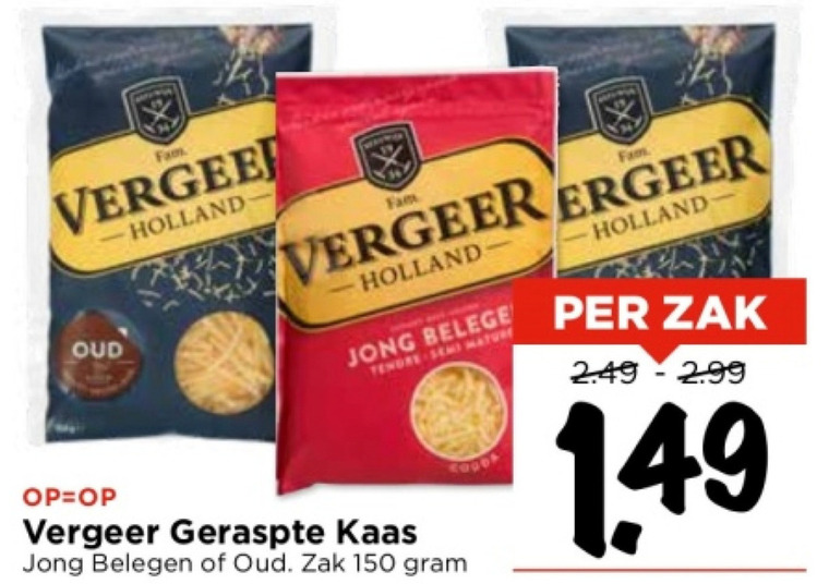 Vergeer   geraspte kaas folder aanbieding bij  Vomar - details