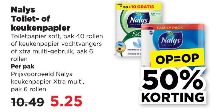 Nalys   toiletpapier, keukenpapier folder aanbieding bij  Plus - details