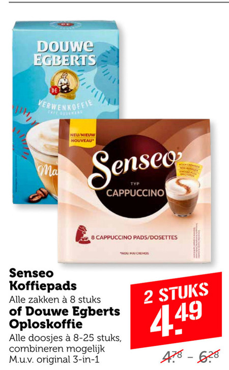 Douwe Egberts Senseo   koffiepad, oploskoffie folder aanbieding bij  Coop - details