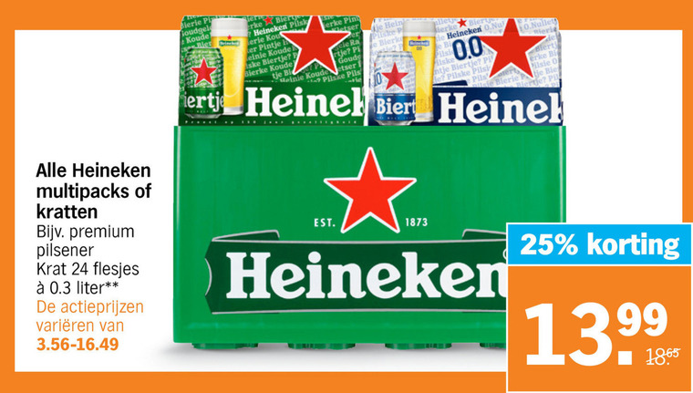 Heineken Silver   blikje bier, krat bier folder aanbieding bij  Albert Heijn - details