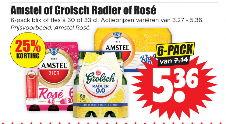 Amstel   radler bier folder aanbieding bij  Dirk - details