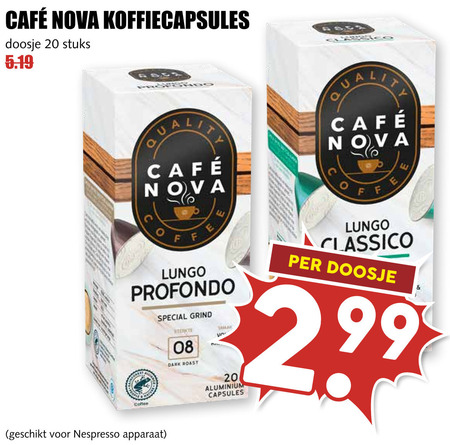 Cafe Nova   koffiecups folder aanbieding bij  MCD Supermarkt Basis - details