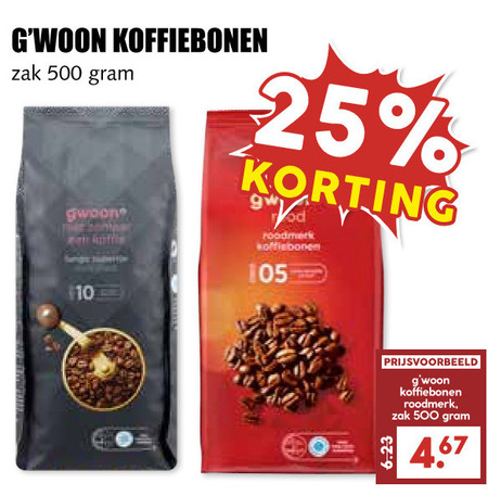 Gwoon   koffiebonen folder aanbieding bij  MCD Supermarkt Basis - details