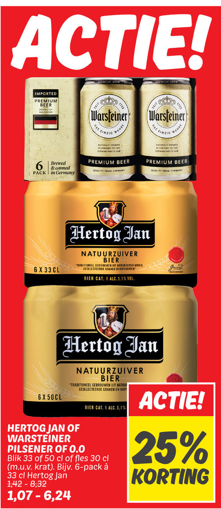 Hertog Jan   blikje bier, alcoholvrij bier folder aanbieding bij  Dekamarkt - details