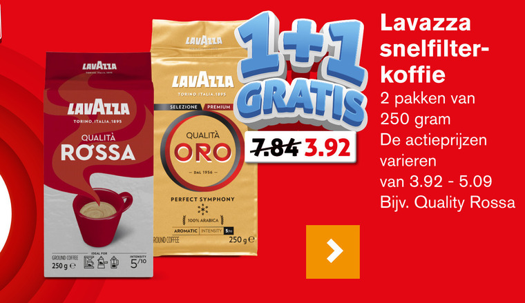 Lavazza   koffie folder aanbieding bij  Hoogvliet - details