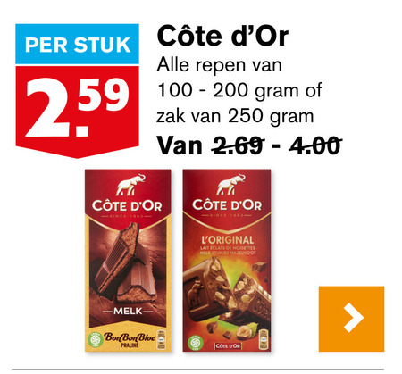 Cote D Or   chocolade folder aanbieding bij  Hoogvliet - details