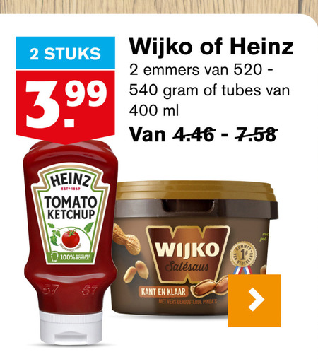 Heinz   tomatenketchup, satesaus folder aanbieding bij  Hoogvliet - details