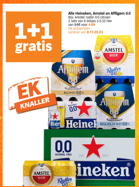 Heineken 0.0   alcoholvrij bier, blikje bier folder aanbieding bij  Albert Heijn - details