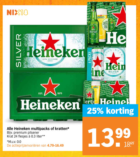 Heineken   blikje bier, krat bier folder aanbieding bij  Albert Heijn - details