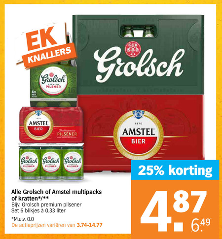 Grolsch   krat bier, blikje bier folder aanbieding bij  Albert Heijn - details