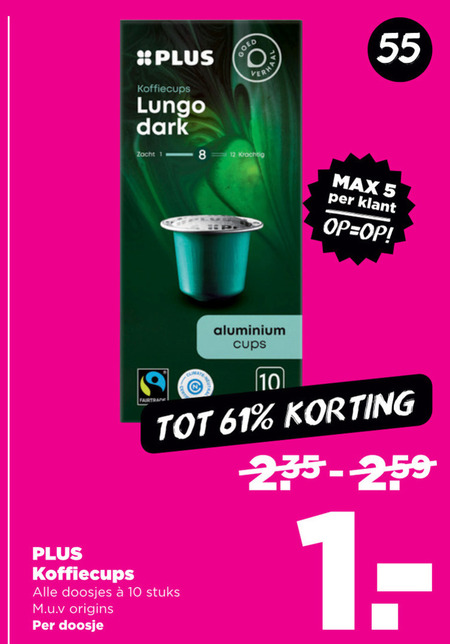 Plus Huismerk   koffiecups folder aanbieding bij  Plus - details