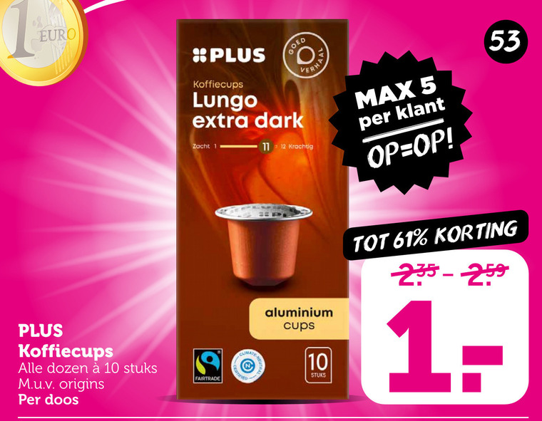 Plus Huismerk   koffiecups folder aanbieding bij  Coop - details